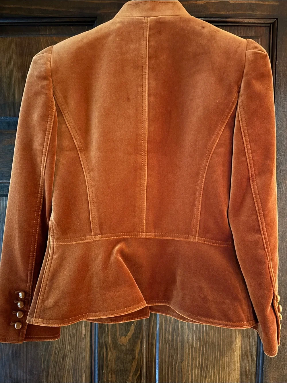 Tory Burch Velvet Button-Front Jacket in Burnt Orange